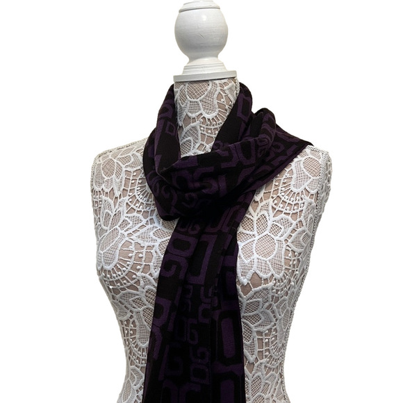 Dolce & Gabbana Black and Purple Wool Scarf EUC - Picture 6 of 8